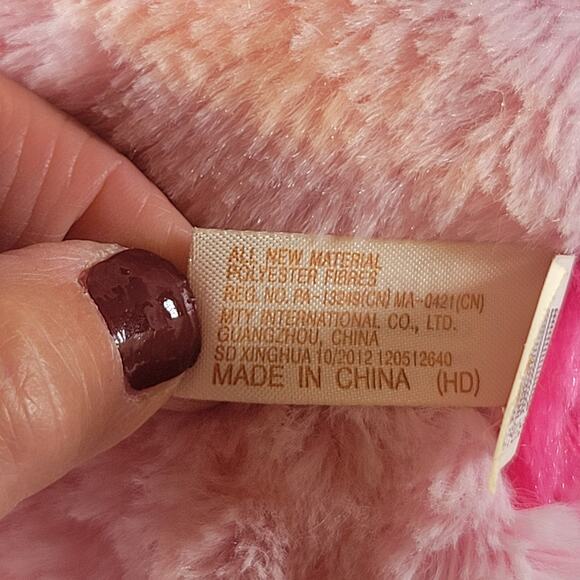 Dan Dee 14" Pink Bear in Ladybug Costume Plush Stuffed Animal Toy Hearts Glitter - Picture 8 of 10